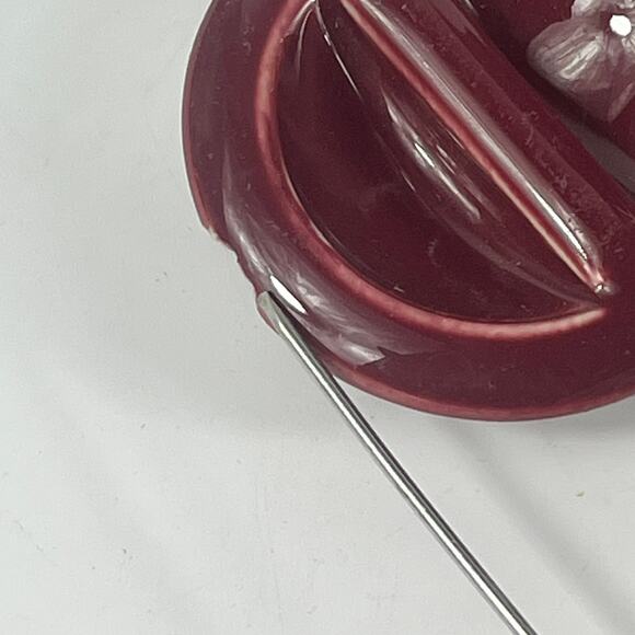 Burgundy Teapot 6" Red Ceramic Burden China POOR MCM Mid Century Retro Art Deco - Picture 10 of 14